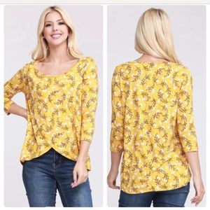 NWT 3 pk Floral Mustard Top  1 LEFT S M L